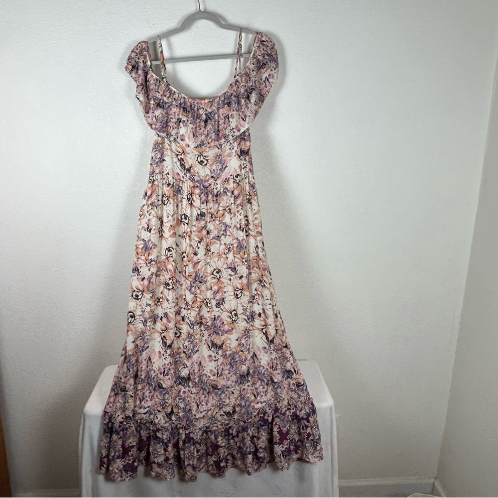 En Crème Women’s Sz S floral ruffled maxi dress